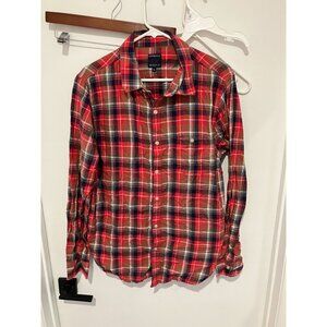 Goodale Men's Plaid Long Sleeved Button Down Shirt, Red, XL